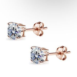 SOLD Rose Gold Sterling Silver Stud Earrings with Swarovski Crystals